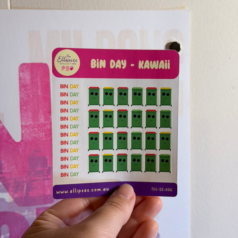 Sticker Sheet: Bin Day (Kawaii)