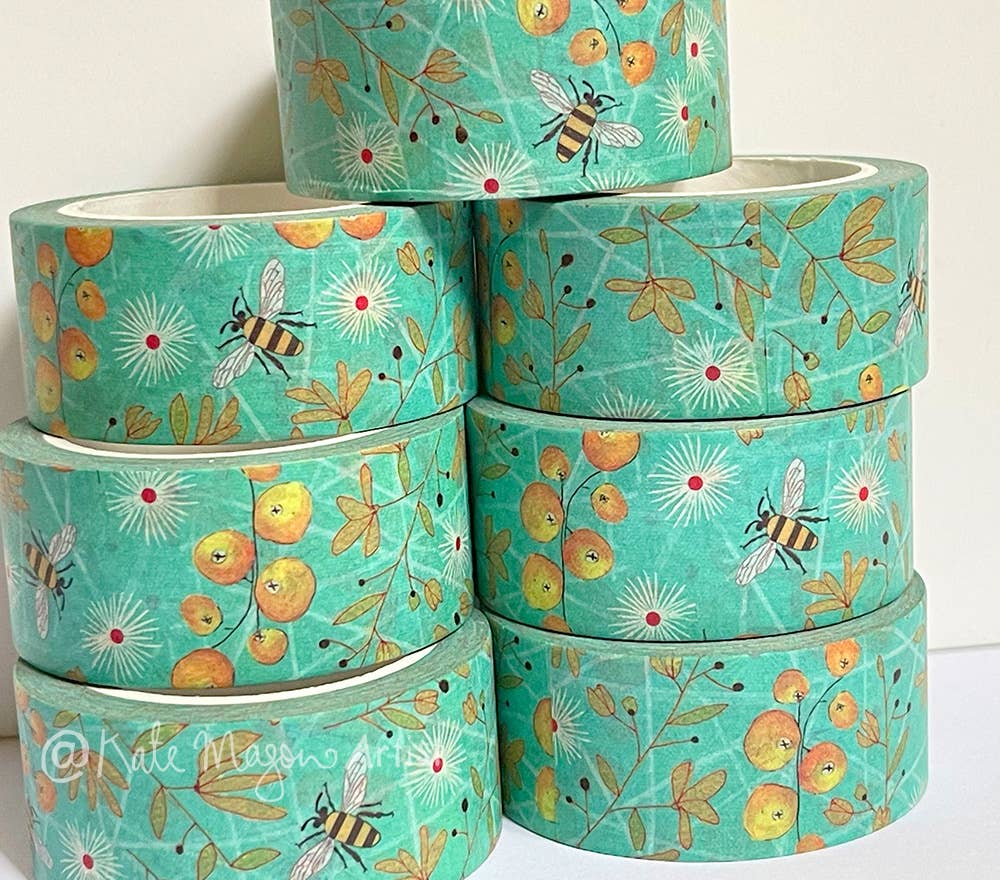 Washi Tape - Bee Berries Aqua
