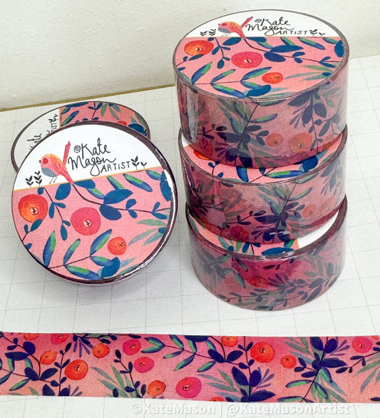 Washi Tape - Pink Berry Blue Vine