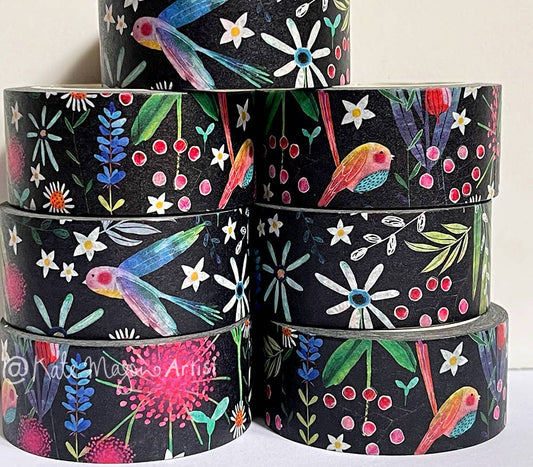 Washi Tape - Spring Floral: Black
