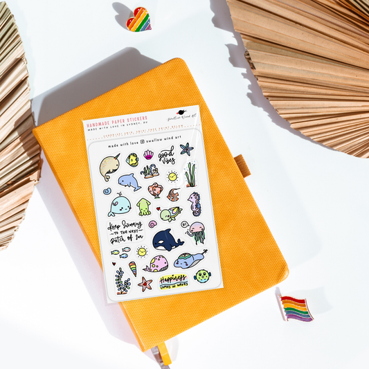 Sticker Sheet - Under The Sea, Ocean Animal Journal Stickers
