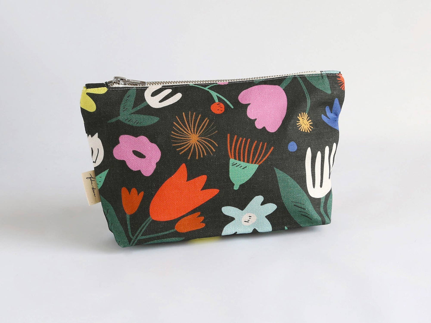 Handmade Make-up, Travel, Fabric Zip Purse - Floral Pop