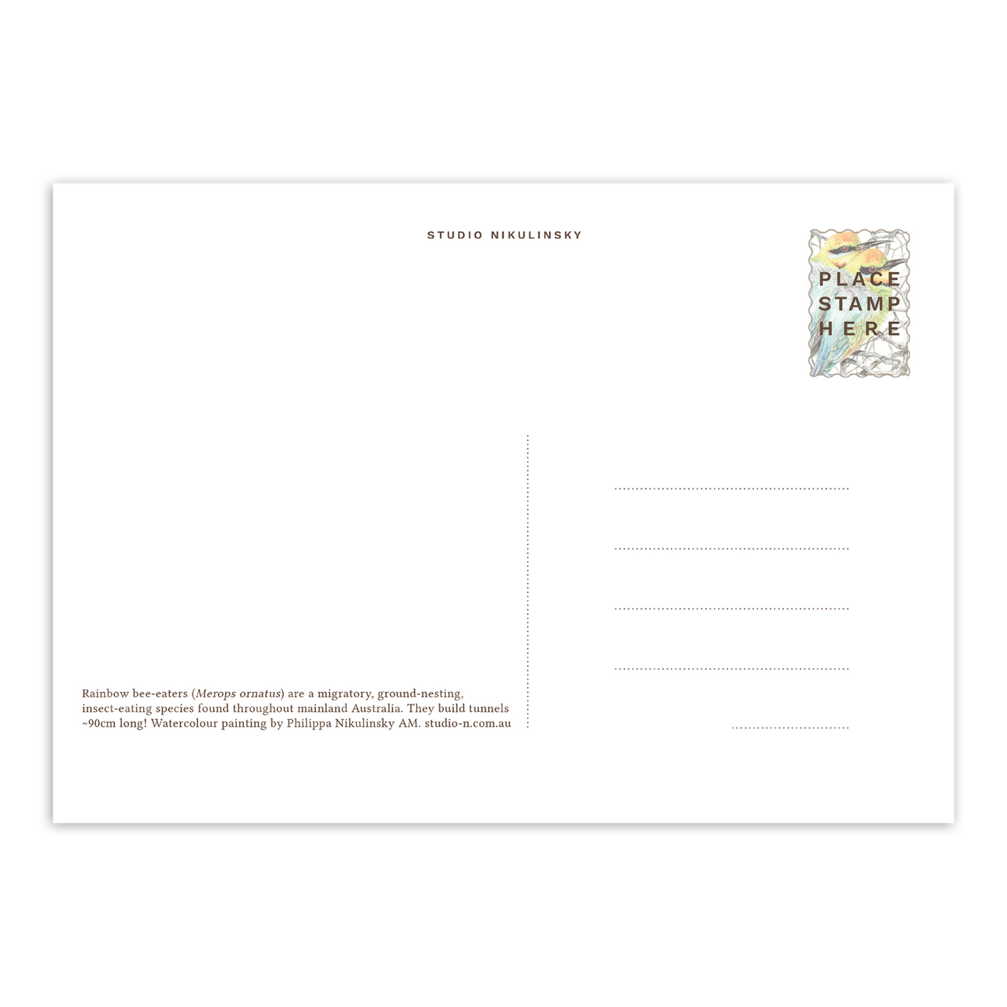 Postcard: Rainbow Bee Eaters