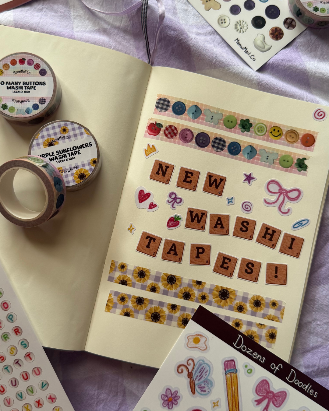 Washi Tape - Purple Sunflower