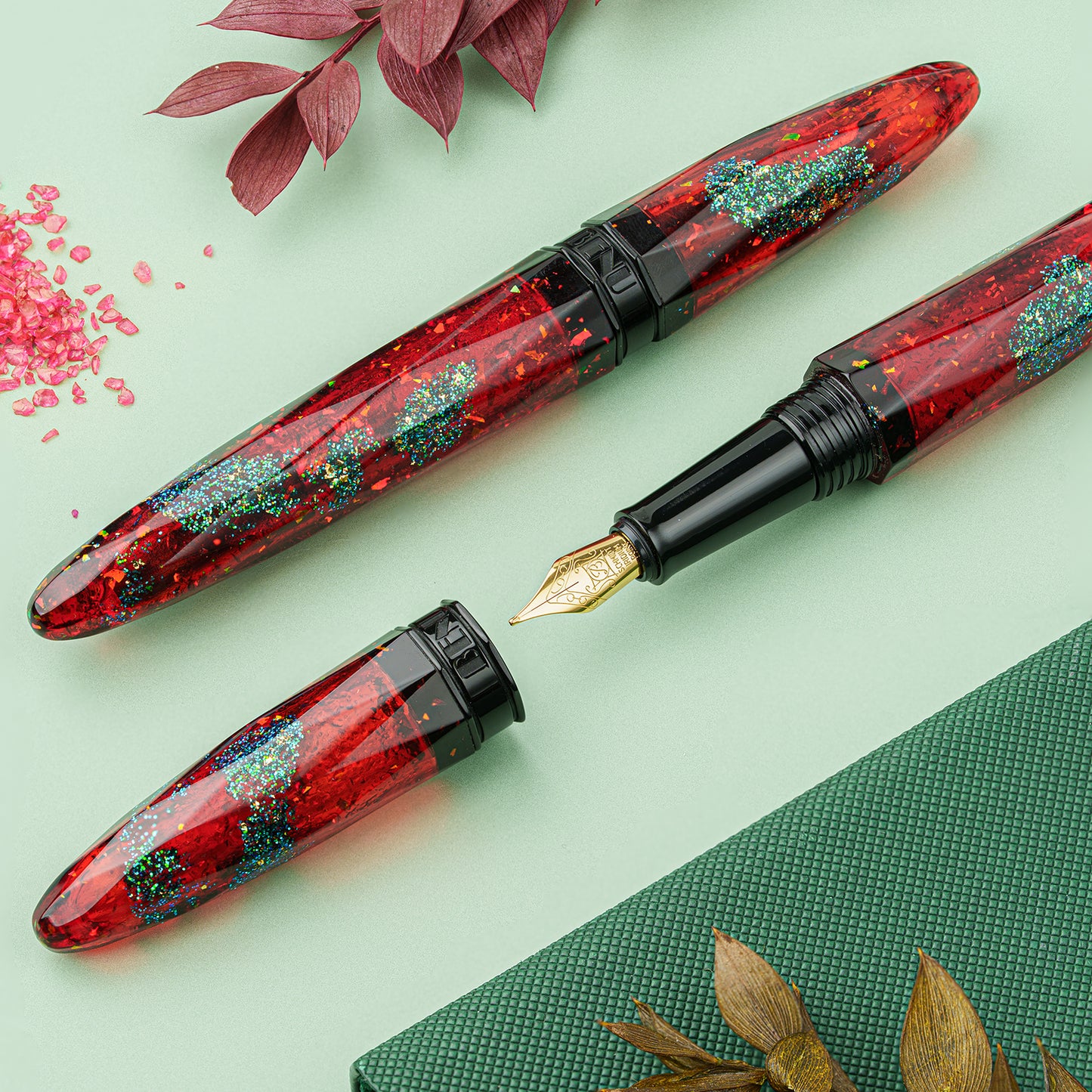 BENU Briolette Fountain pen - Ruby Forest