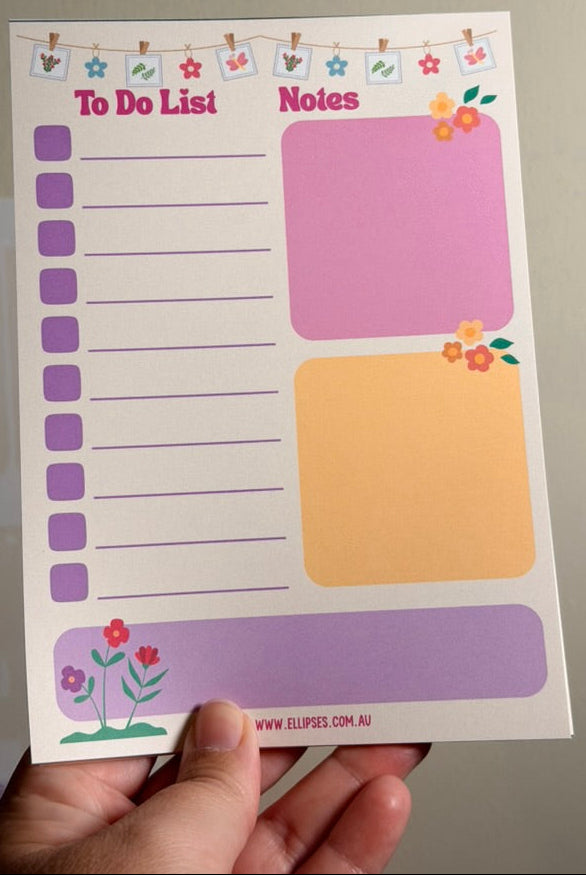 Notepad: Flowers To Do Notes