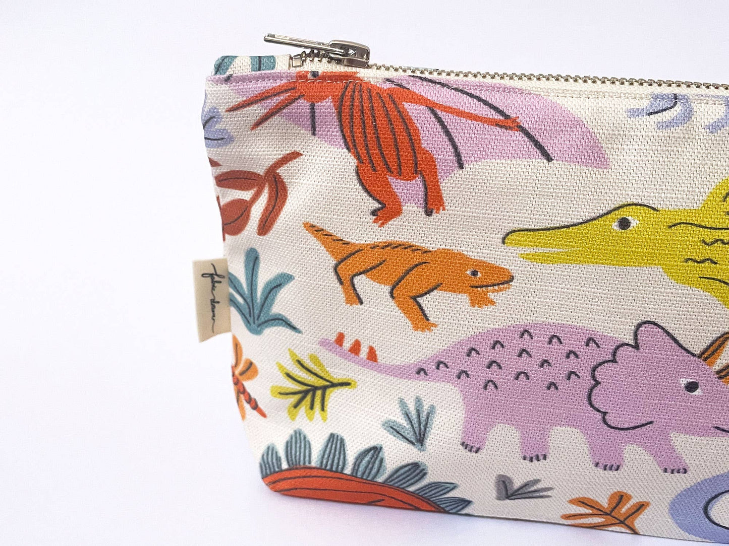 Handmade Make-up, Travel, Fabric Zip Purse - Dinosaurs