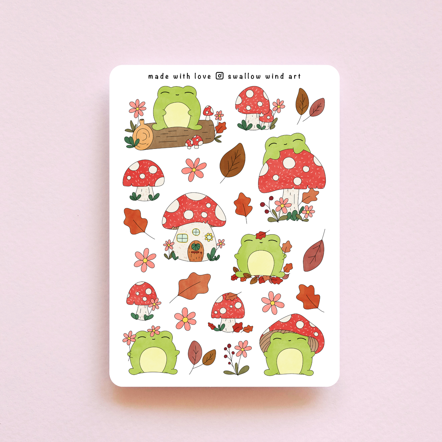 Sticker Sheet - Autumn Leaves and Froggy Sticker Sheet