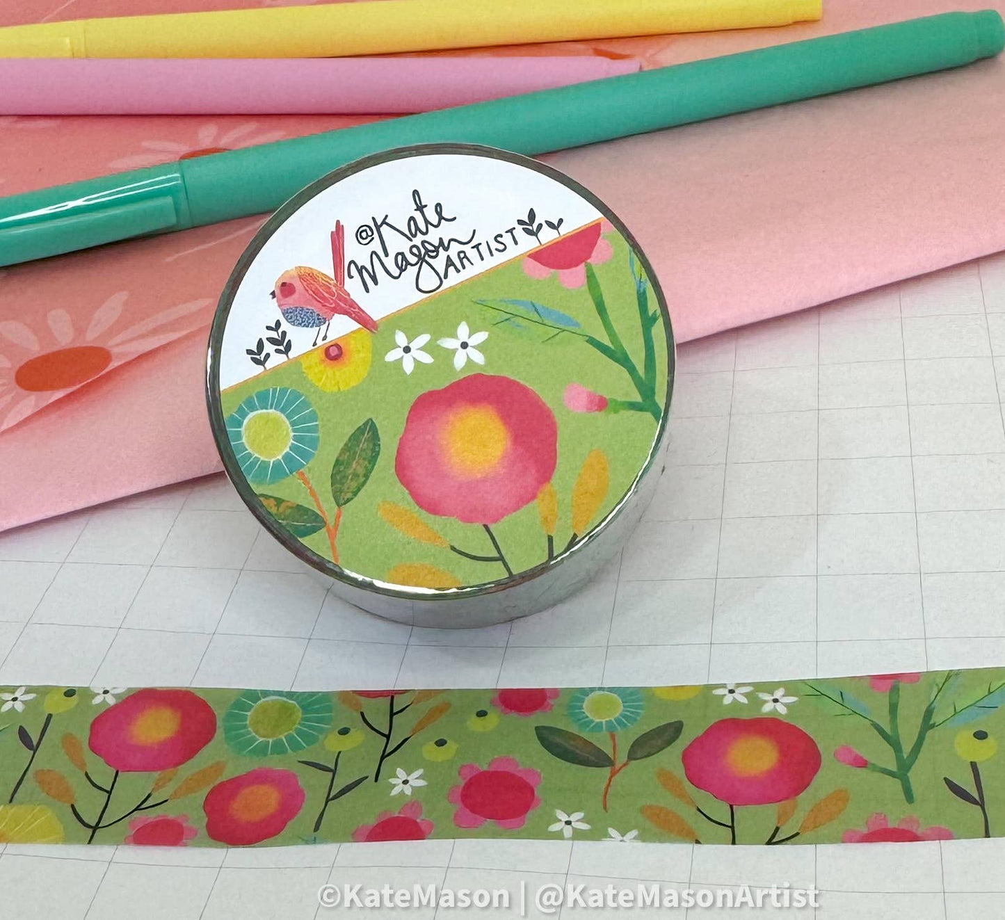 Washi Tape - Floral: Bright Green