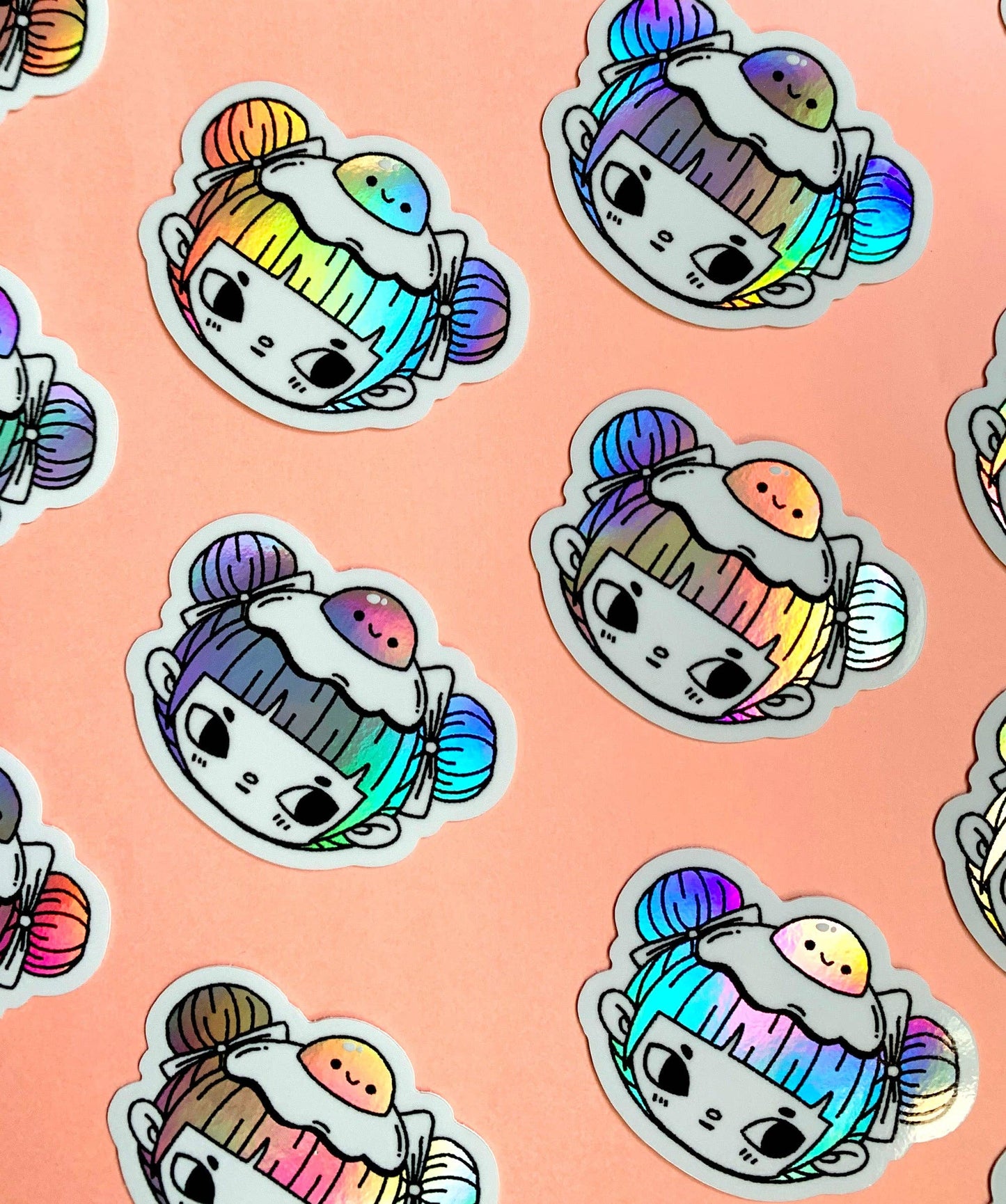 Holographic Vinyl Sticker - Egg Buns