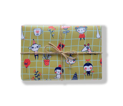 Wrapping Paper: Friends & Bobs (Mustard)