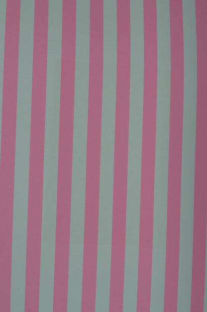 Rectangular mat with pink and gray horizontal stripes on a white background