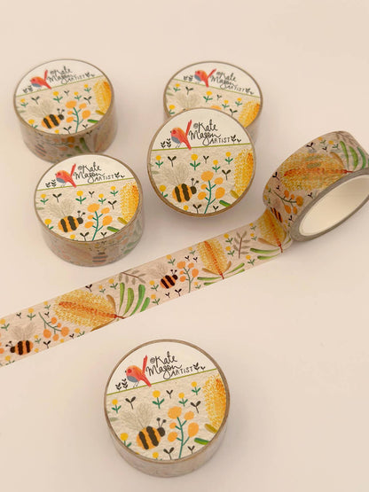 Washi Tape - Floral Silver Banksia