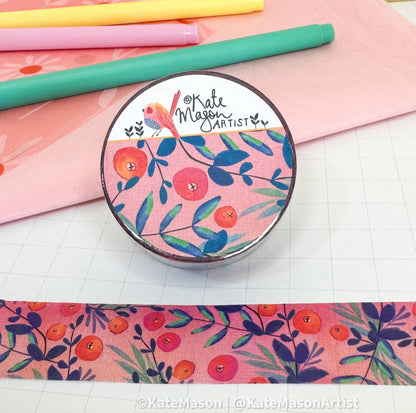 Washi Tape - Pink Berry Blue Vine