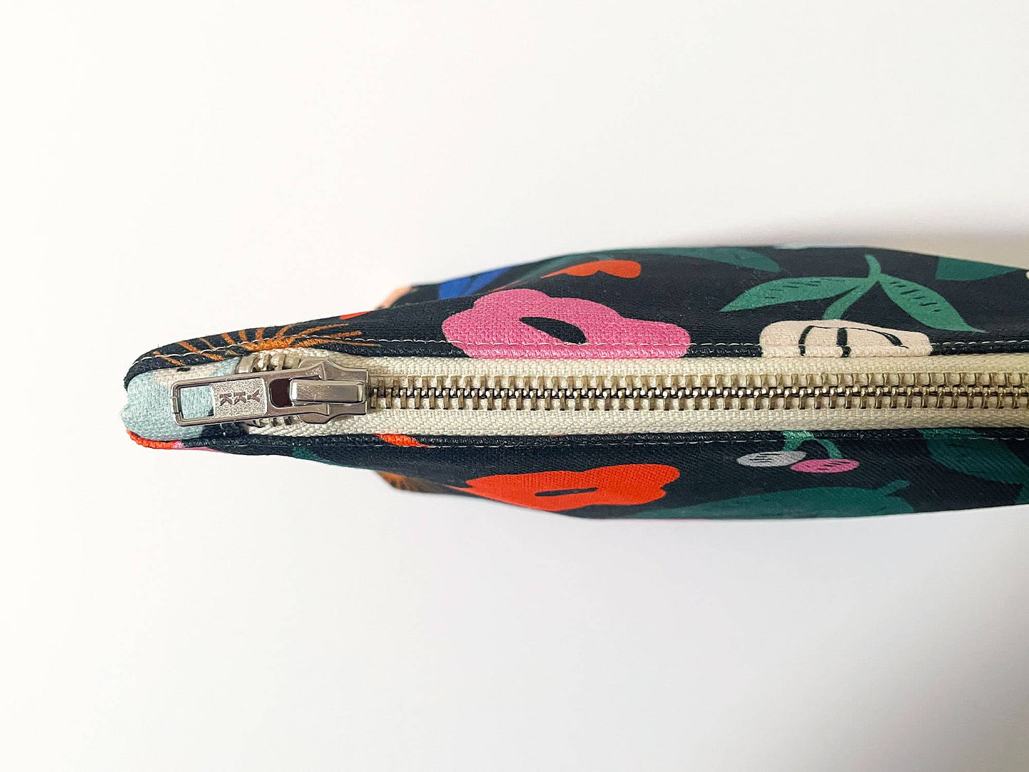 Handmade Make-up, Travel, Fabric Zip Purse - Floral Pop