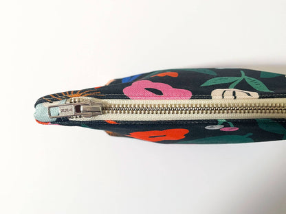 Handmade Make-up, Travel, Fabric Zip Purse - Floral Pop
