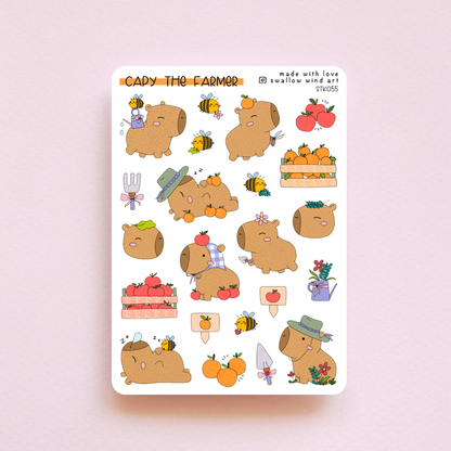 Sticker Sheet - Capy the Farmer
