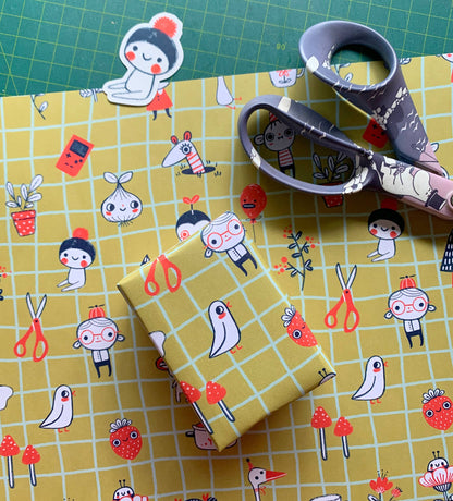 Wrapping Paper: Friends & Bobs (Mustard)