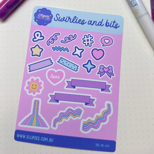 Vinyl Sticker Sheet - Swirlies and Bits