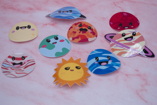 Vinyl Stickers - Happy Planets (Matte Laminate)