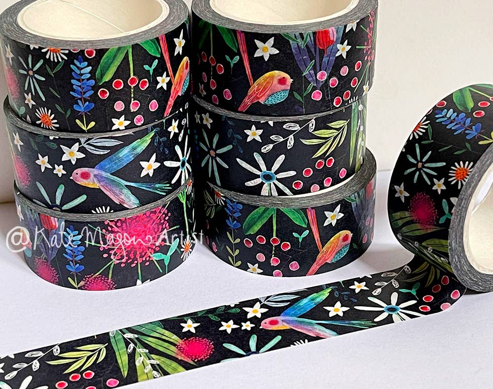 Washi Tape - Spring Floral: Black