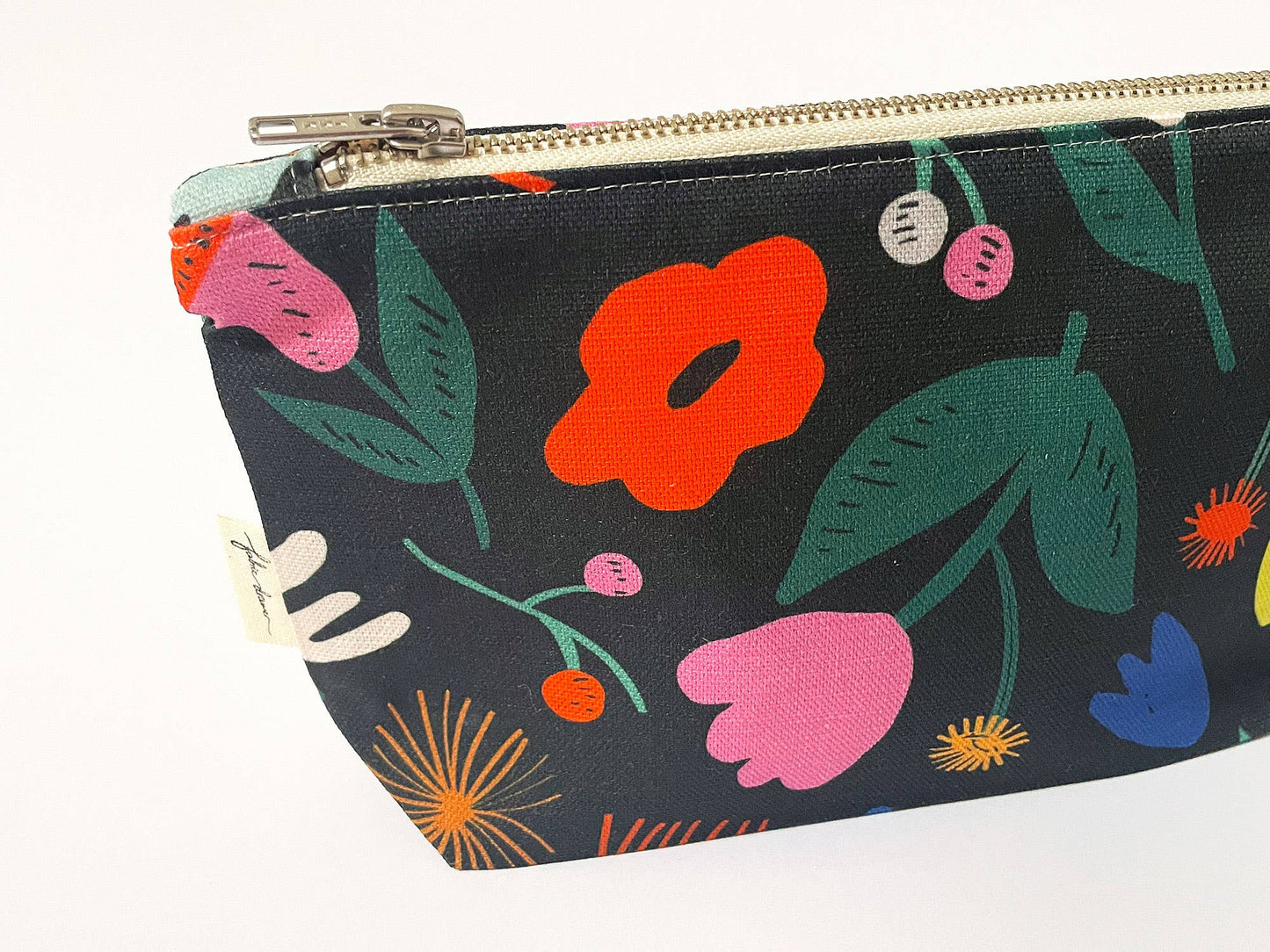 Handmade Make-up, Travel, Fabric Zip Purse - Floral Pop