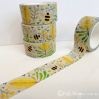 Washi Tape - Floral Silver Banksia