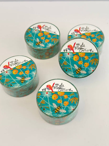 Washi Tape - Bee Berries Aqua