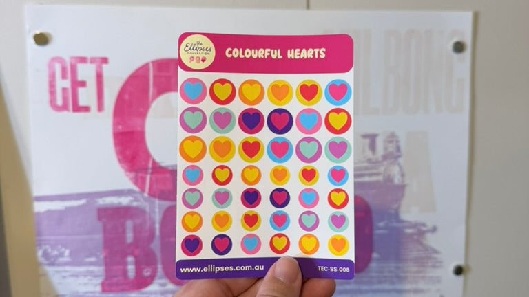 Sticker Sheet: Colourful Hearts