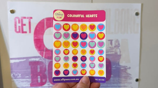 Sticker Sheet: Colourful Hearts