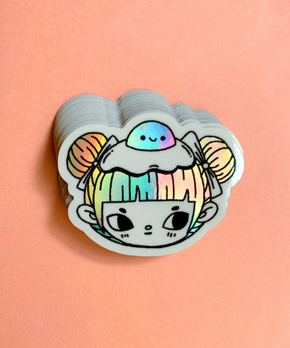 Holographic Vinyl Sticker - Egg Buns