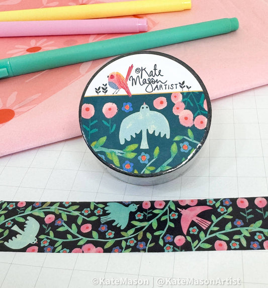 Washi Tape - Bird Vine: Black