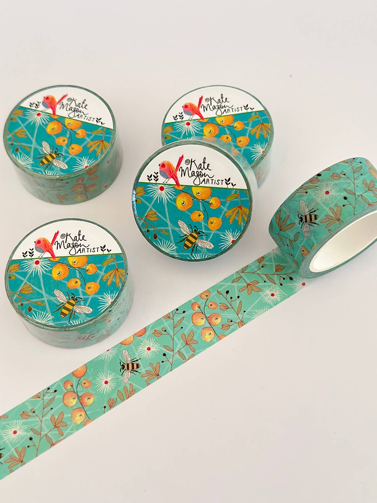 Washi Tape - Bee Berries Aqua