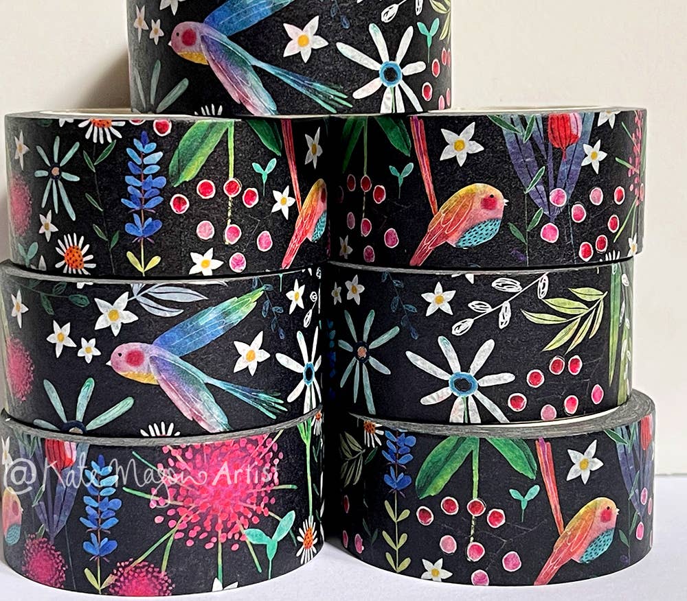 Washi Tape - Spring Floral: Black