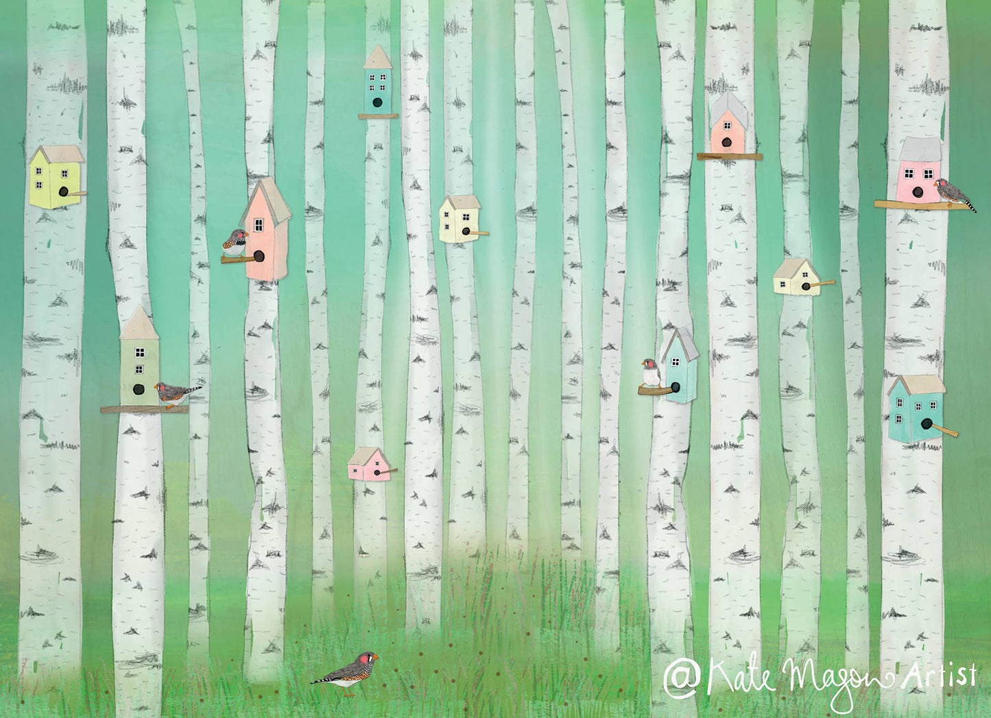 Postcard - Birch Bird Houses