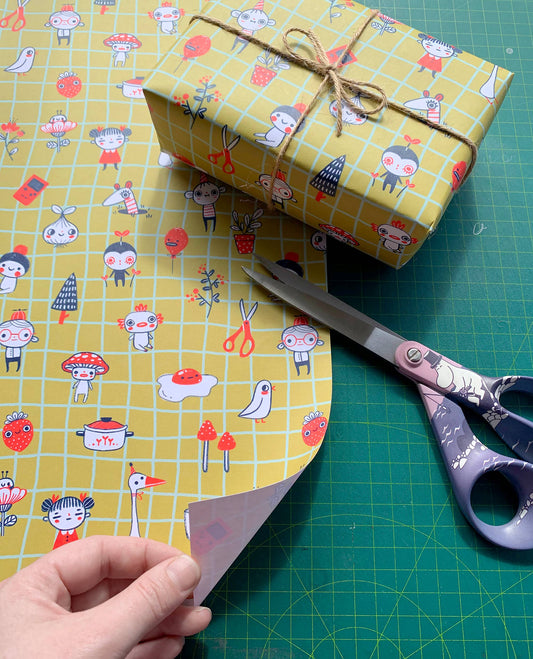 Wrapping Paper: Friends & Bobs (Mustard)