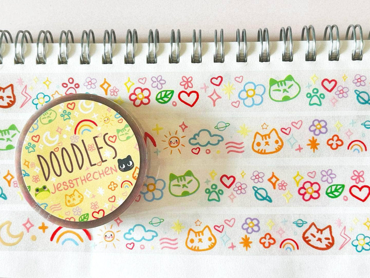 Clear Sticky Tape - Doodles