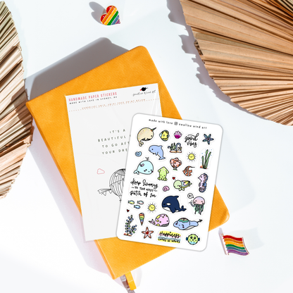 Sticker Sheet - Under The Sea, Ocean Animal Journal Stickers
