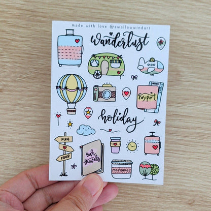 Sticker Sheet - Holiday Wanderlust Travel Notebook Stickers
