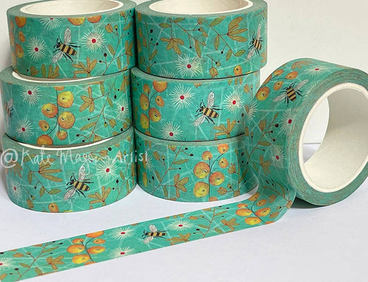 Washi Tape - Bee Berries Aqua
