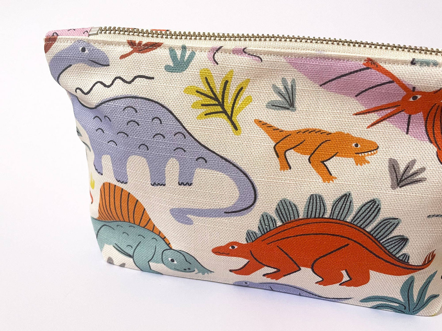 Handmade Make-up, Travel, Fabric Zip Purse - Dinosaurs