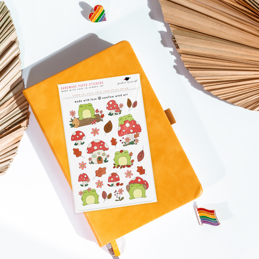 Sticker Sheet - Autumn Leaves and Froggy Sticker Sheet
