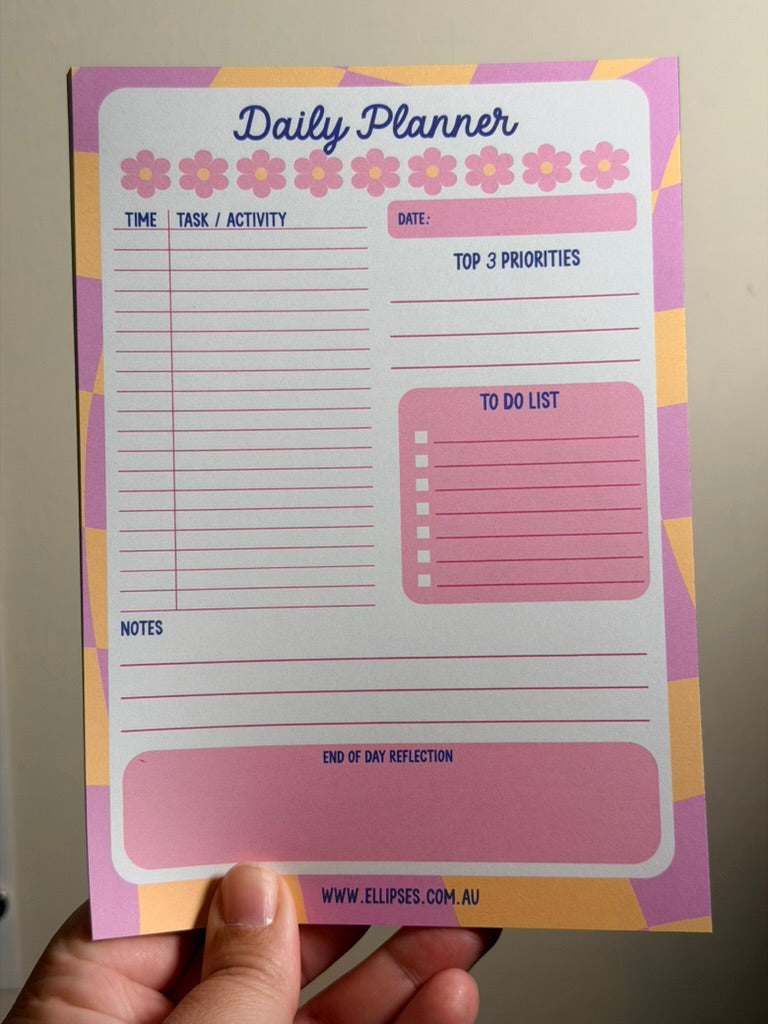Notepad: Daily Planner - Pink and Yellow Flowers (Dark)
