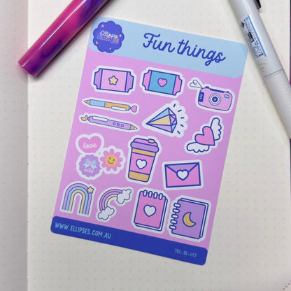 Vinyl Sticker Sheet - Fun Things
