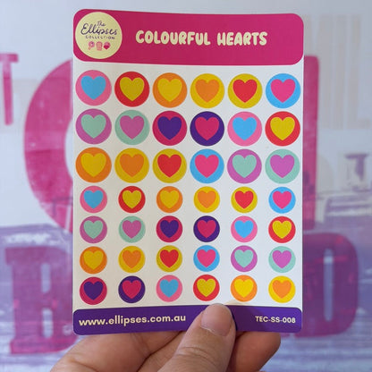 Sticker Sheet: Colourful Hearts