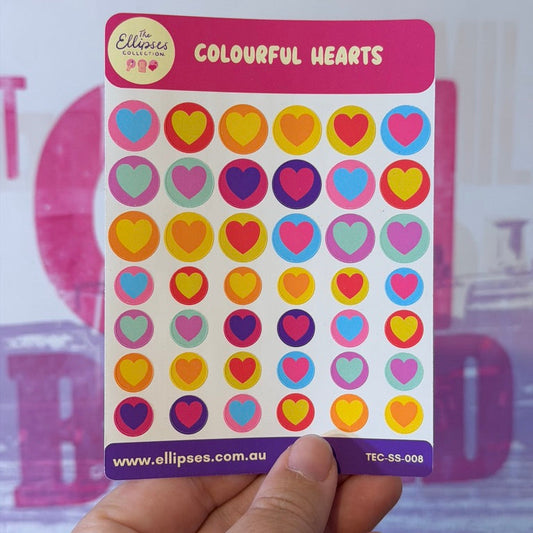Sticker Sheet: Colourful Hearts