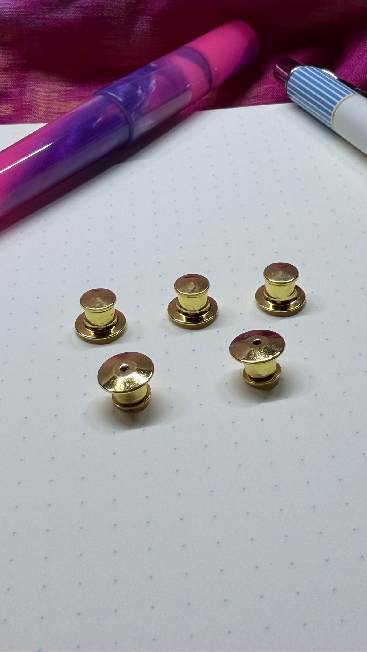 Locking Pin Backs - 5-pack - Gold-plated