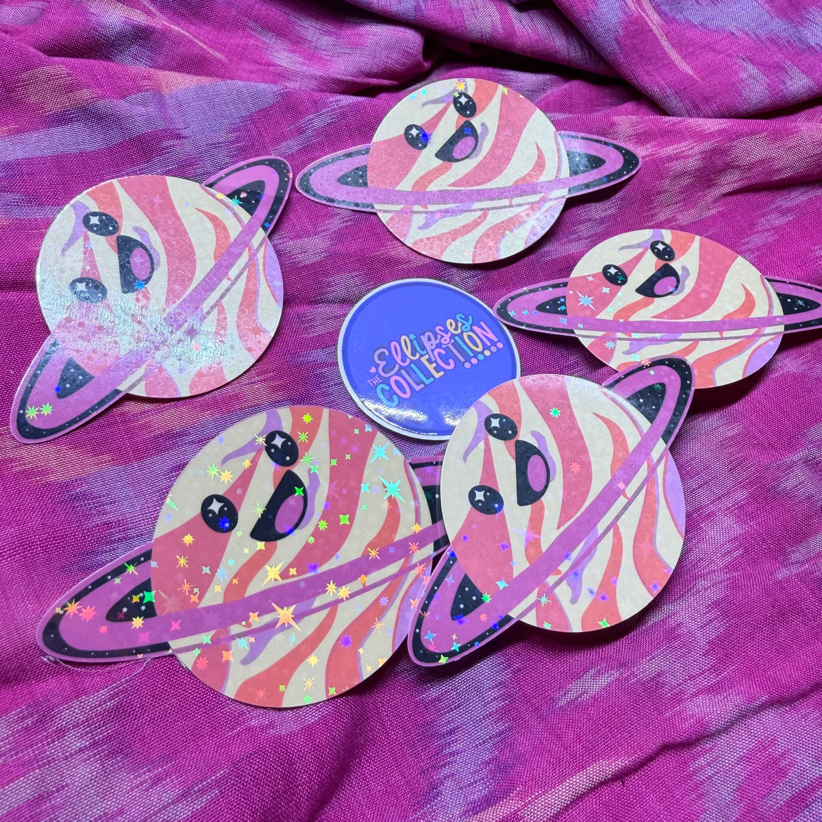 Vinyl Sticker - Happy Planets (Sparkly Laminate)