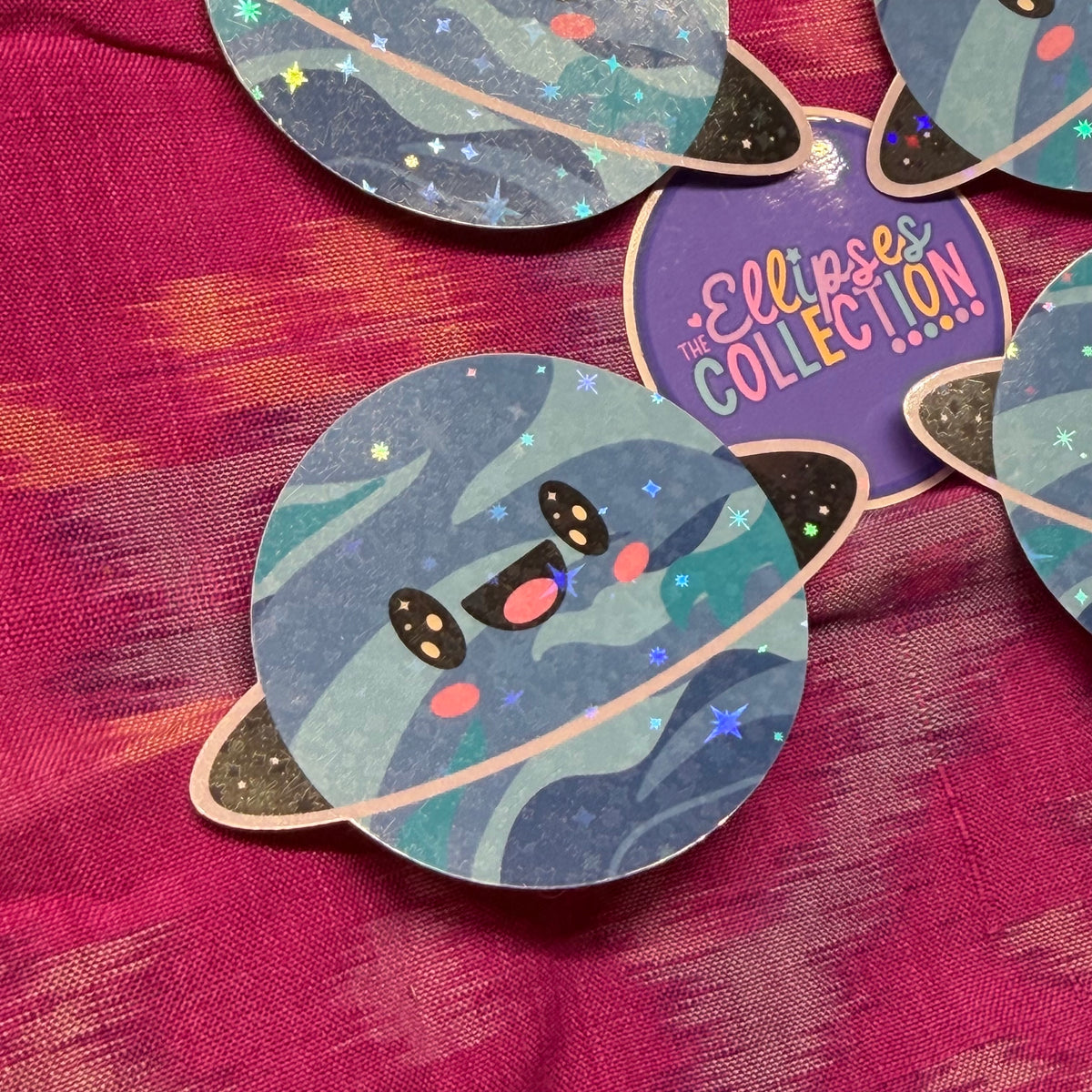 Vinyl Sticker - Happy Planets (Sparkly Laminate)