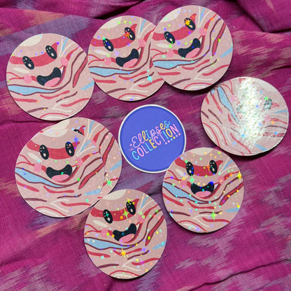 Vinyl Sticker - Happy Planets (Sparkly Laminate)